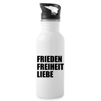 Frieden freiheit liebe - Trinkflasche mit integriertem Trinkhalm - Weiß - Rechts