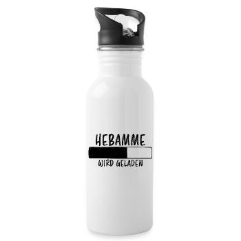 Hebamme Spruch Beruf Lustiges Hebammen Geschenk - Trinkflasche mit integriertem Trinkhalm - Weiß - Rechts