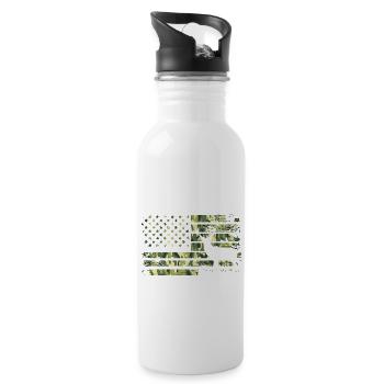 American Flag I Deer Hunting Hunter I Camo US - Water bottle with straw - white - Right