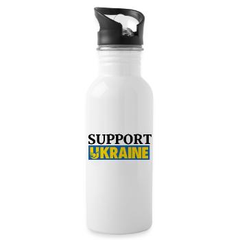 Ukraine - Trinkflasche mit integriertem Trinkhalm - Weiß - Rechts