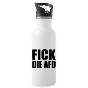 Fick die afd - Trinkflasche mit integriertem Trinkhalm - Weiß - Rechts