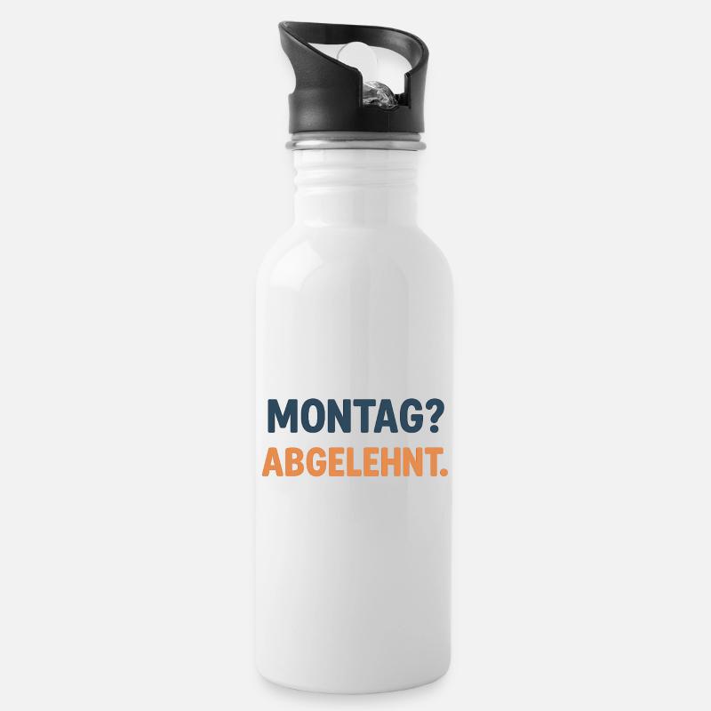 Montag Abgelehnt Grafikshirt - Trinkflasche mit integriertem Trinkhalm - Weiß