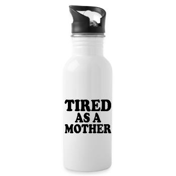 Tired as a mother - Water bottle with straw - white - Right