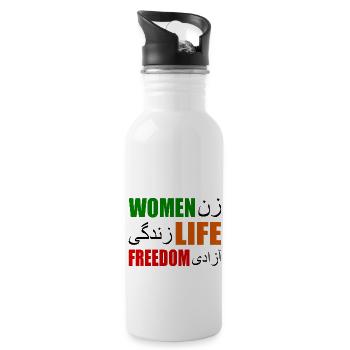 Women life freedom - Water bottle with straw - white - Right