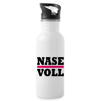 Nase voll - Trinkflasche mit integriertem Trinkhalm - Weiß - Rechts