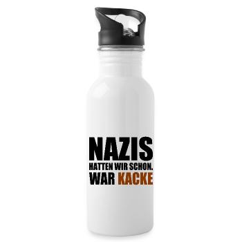 nazis hatten wir schon war kacke - Trinkflasche mit integriertem Trinkhalm - Weiß - Rechts