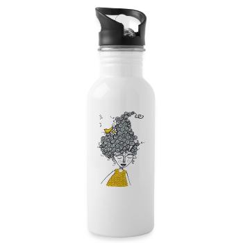 Lockenkopf - Trinkflasche mit integriertem Trinkhalm - Weiß - Rechts