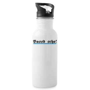 Bassd scho, 2fb - Trinkflasche mit integriertem Trinkhalm - Weiß - Rechts