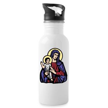 Mary and Jesus eu - Water bottle with straw - white - Right
