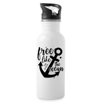 Free like the ocean - Water bottle with straw - white - Right