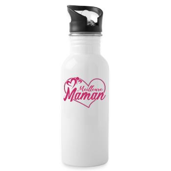 Tee Shirt Mother's Day - Best Mom in the World - Water bottle with straw - white - Right