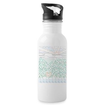 Fuchs & Wald (Landschaft) - Trinkflasche mit integriertem Trinkhalm - Weiß - Rechts