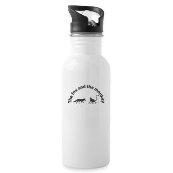 Der Fuchs und der Affe sind Freunde - Trinkflasche mit integriertem Trinkhalm - Weiß - Rechts