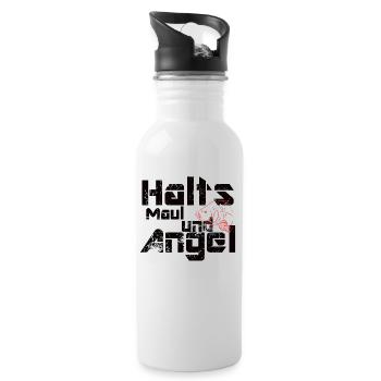 Angel Design lustig Halts maul und angel - Trinkflasche mit integriertem Trinkhalm - Weiß - Rechts