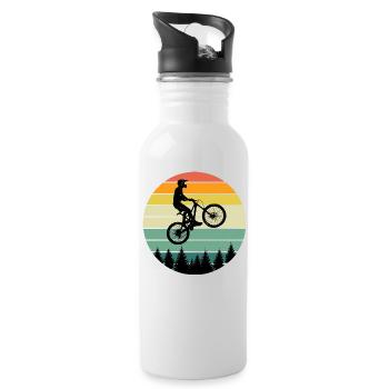 Mountainbike Downhill Fahrrad Mountainbiker biker - Trinkflasche mit integriertem Trinkhalm - Weiß - Rechts