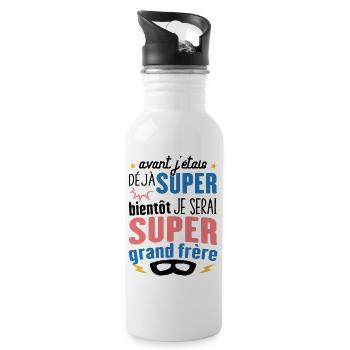 Annonce Grossesse Futur Super Grand Frère Garçon - Gourde avec paille intégrée - blanc - Droite