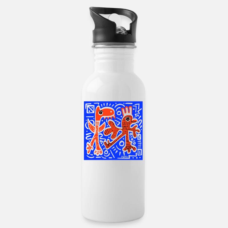 Créatures en orange - Gourde avec paille intégrée - blanc