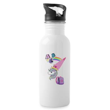 Licorne School Bag Inscription ABC Sugar Bag Fairy - Gourde avec paille intégrée - blanc - Droite