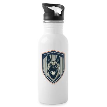 écusson tête de chien - Gourde avec paille intégrée - blanc - Droite