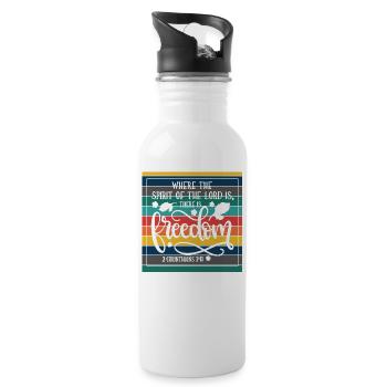 Christian Design Where the Spirit of the Lord is - Water bottle with straw - white - Right