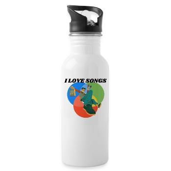I LIKE SONGS - Trinkflasche mit integriertem Trinkhalm - Weiß - Rechts