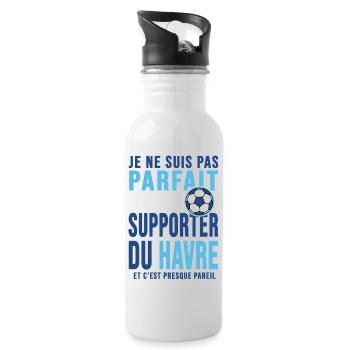 supporter foot le havre humour football du havre - Gourde avec paille intégrée - blanc - Droite