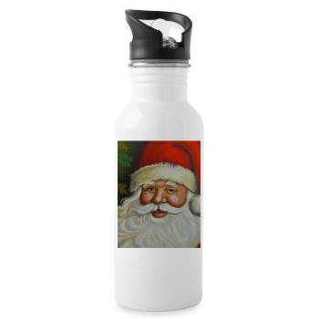 Weihnachtsmann (Santa Claus) Öl-Gemälde - Trinkflasche mit integriertem Trinkhalm - Weiß - Rechts
