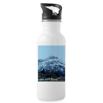 Swiss Mountains - Grindelwald Valley - Trinkflasche mit integriertem Trinkhalm - Weiß - Rechts
