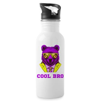 cool bro bär - Trinkflasche mit integriertem Trinkhalm - Weiß - Rechts