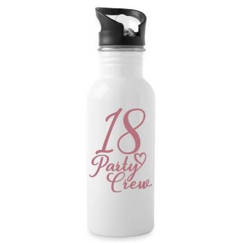 18 Party Crew 18th Birthday Party 18 Years Old - Water bottle with straw - white - Right