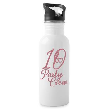 10 Party Crew 10th Birthday Party 10 Years Old - Water bottle with straw - white - Right