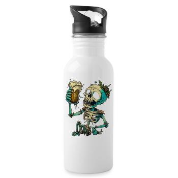 Funny Beer Skeleton - Water bottle with straw - white - Right