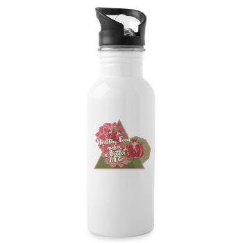 Esse gesund dann lebst Du gut - Trinkflasche mit integriertem Trinkhalm - Weiß - Rechts