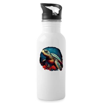 Wunderschöne Schildkröte - Trinkflasche mit integriertem Trinkhalm - Weiß - Rechts