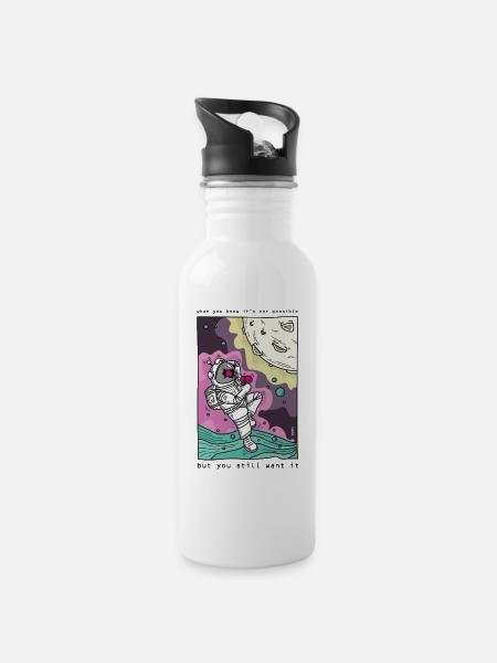 You want it - Trinkflasche mit integriertem Trinkhalm - Weiß