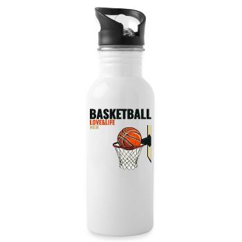 Basket-ball - Amour, Vie, Mode - Gourde avec paille intégrée - blanc - Droite