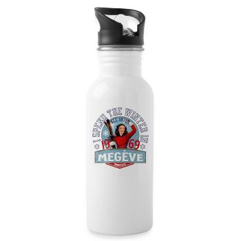 Den Winter verbringe ich in Megève - Trinkflasche mit integriertem Trinkhalm - Weiß - Rechts
