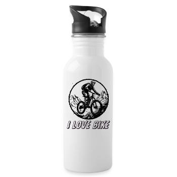 I Love Bike - Trinkflasche mit integriertem Trinkhalm - Weiß - Rechts