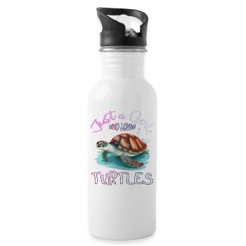 Just a Girl who Loves Turtles - Water bottle with straw - white - Right