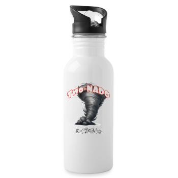 Two-nado Warning 2nd Birthday Tornado Themed Birth - Water bottle with straw - white - Right