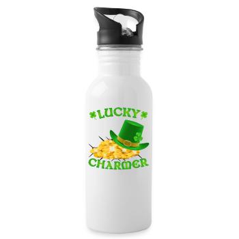 Lucky Charmer St Patrick's Day - Water bottle with straw - white - Right