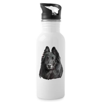 Groenendael Belgian Shepherd - Water bottle with straw - white - Right