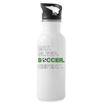 Eat Sleep Soccer Repeat - Soccer Player - Water bottle with straw - white - Right