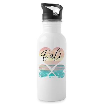 Bali - Indonesien - Trinkflasche mit integriertem Trinkhalm - Weiß - Rechts