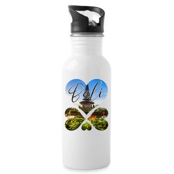 Bali - Indonesien - Trinkflasche mit integriertem Trinkhalm - Weiß - Rechts