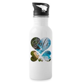 Bali - Indonesien - Trinkflasche mit integriertem Trinkhalm - Weiß - Rechts