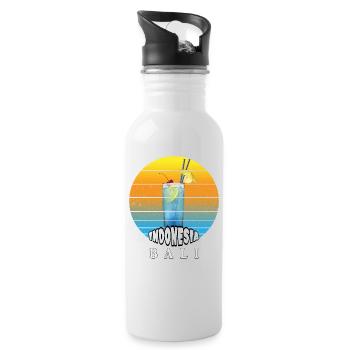 Bali - Indonesien - Trinkflasche mit integriertem Trinkhalm - Weiß - Rechts
