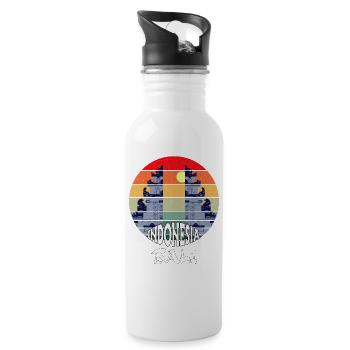 Bali - Indonesien - Trinkflasche mit integriertem Trinkhalm - Weiß - Rechts