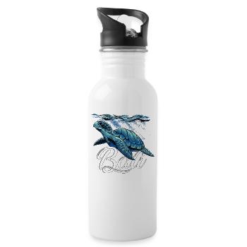 Bali - Indonesien - Schildkröte - Trinkflasche mit integriertem Trinkhalm - Weiß - Rechts