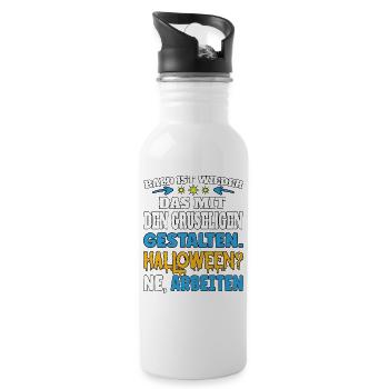 Bald ist wieder das mit den gruseligen Gestalten - Trinkflasche mit integriertem Trinkhalm - Weiß - Rechts